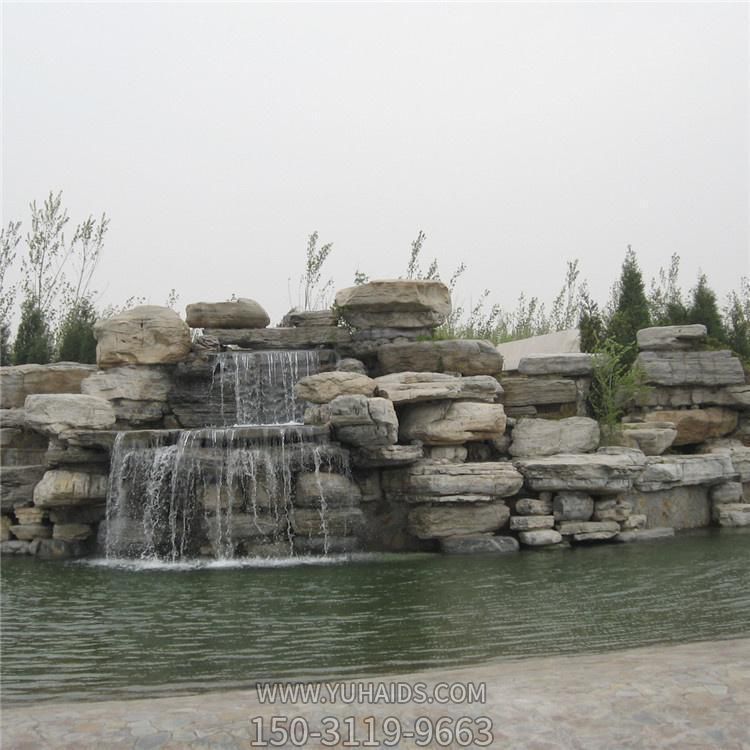 天然千层石 公园假山流水喷泉水景观雕塑