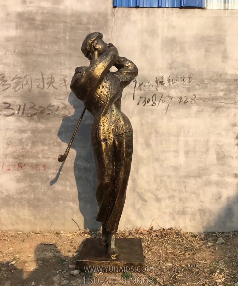 抽象打高尔夫球人物铜雕塑