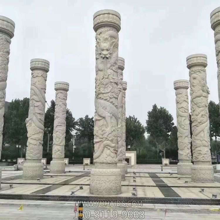 广场大理石雕刻龙纹文化柱 造型大气雕塑