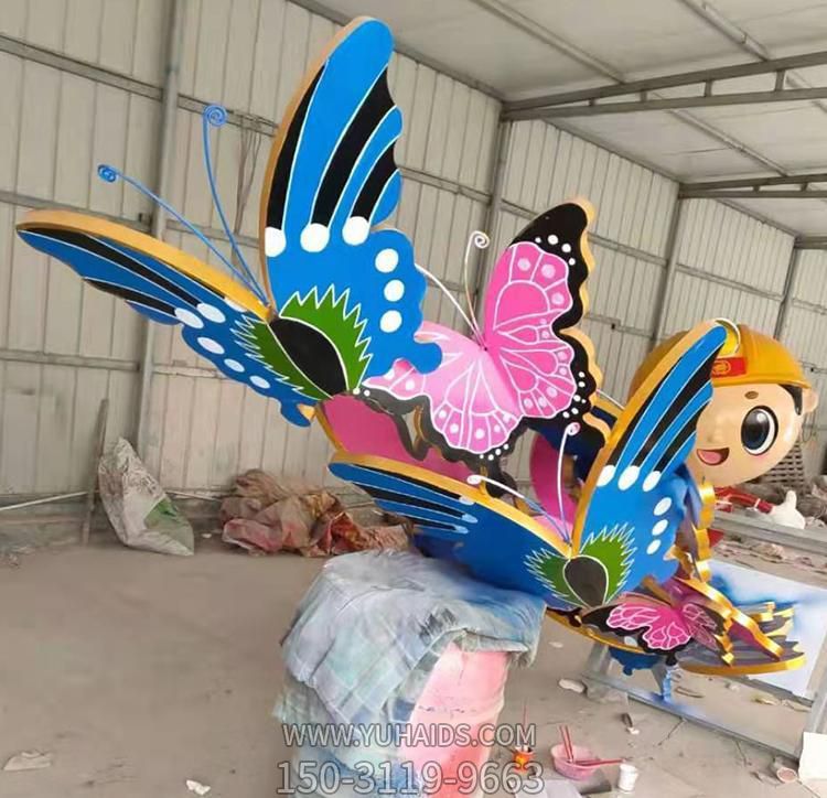玻璃钢彩绘创意发光照明蝴蝶雕塑