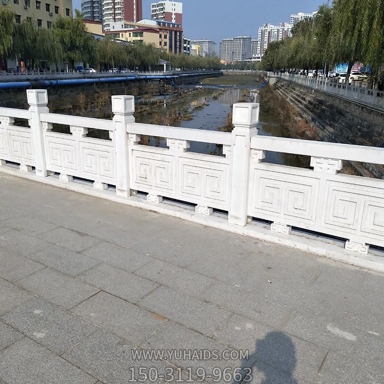 城市河道边装饰仿古建大理石防护栏板雕塑