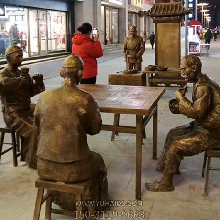 玻璃钢仿铜户外园林情景小品人物景观雕塑