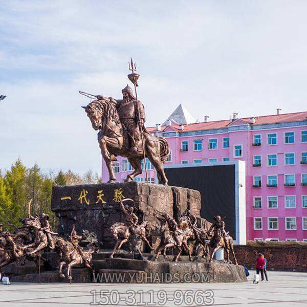 大型广场摆放成吉思汗铁木真历史名人铜像雕塑