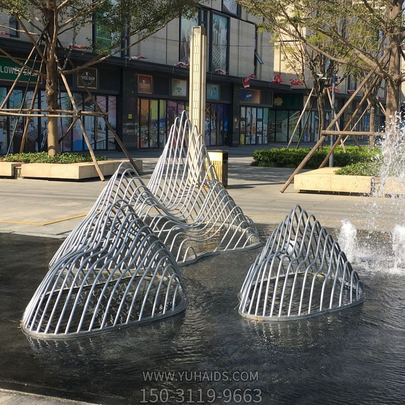城市不锈钢景观雕塑定制园林小区标志摆件创意水景抽象假山雕塑