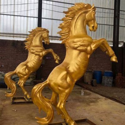 黄铜贴金创意户外园林马 雕塑