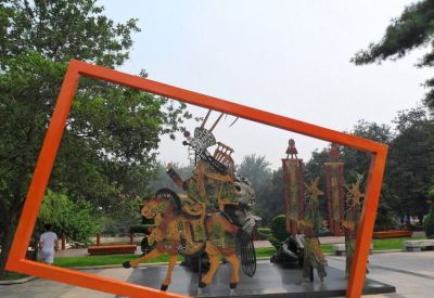 公园园林摆放创意不锈钢皮影戏雕塑