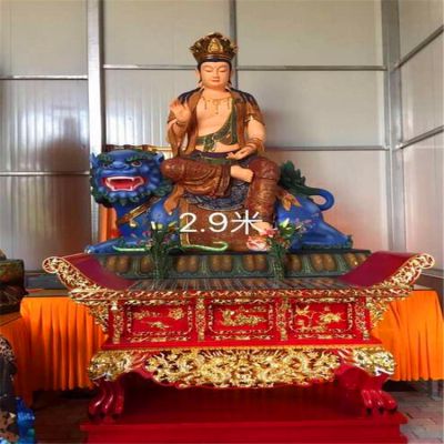 庙宇玻璃钢供奉菩萨文殊普贤雕塑