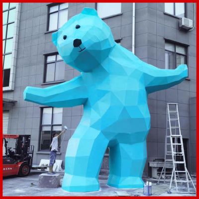 玻璃钢几何抽象景观熊雕塑