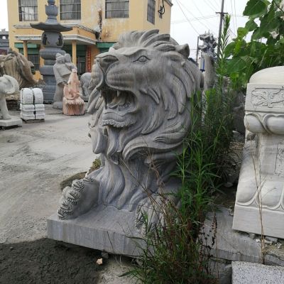 大理石石雕别墅大型招财狮子雕塑
