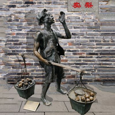 卖梨小贩主题风俗人物生活情景雕塑