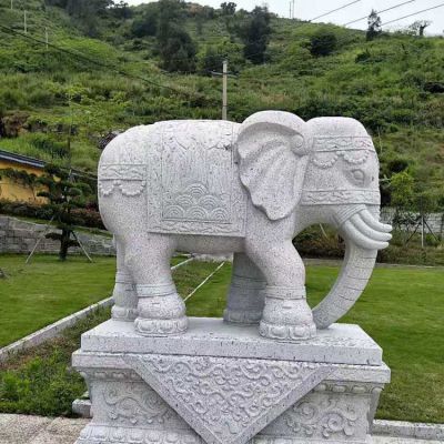大理石石雕园林公园大象雕塑