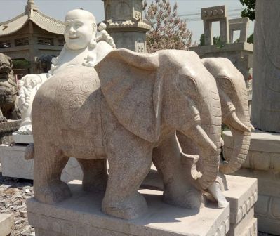 户外大型大理石石雕大象雕塑