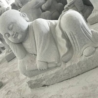大理石石雕睡着的小沙弥雕塑