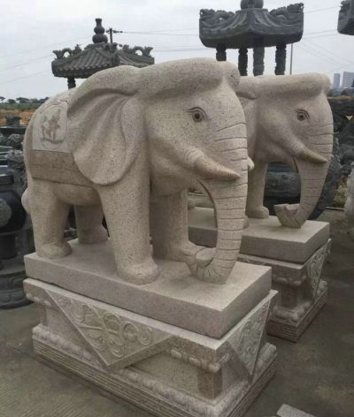 户外园林大型景观石雕大理石大象雕塑
