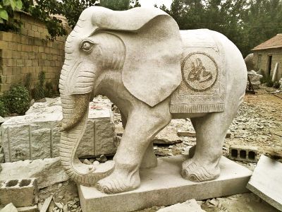 公园大理石石雕户外园林景观大象雕塑