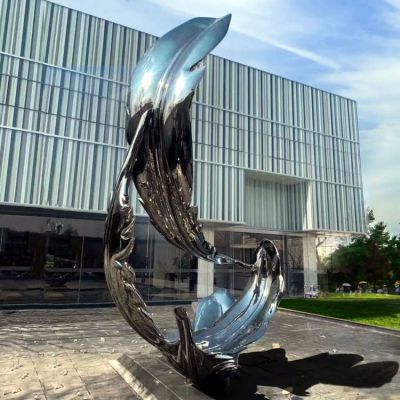 不锈钢镜面大型校园广场抽象羽毛雕塑
