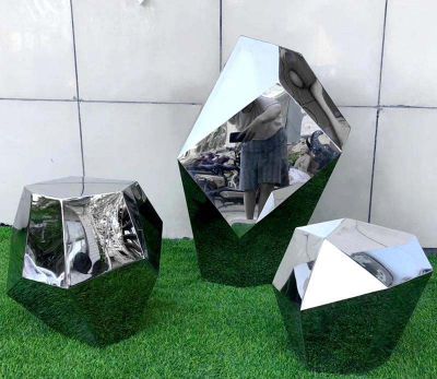 步行街景观摆放不锈钢切面造型座椅雕塑