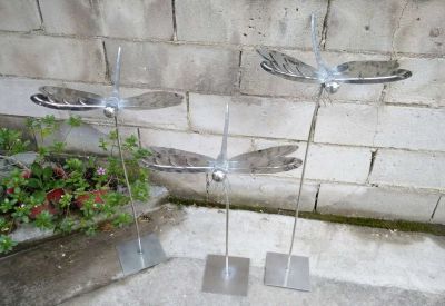 别墅园林摆放镜面不锈钢蜻蜓雕塑