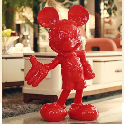 玻璃钢卡通商场美陈摆件红色米老鼠雕塑