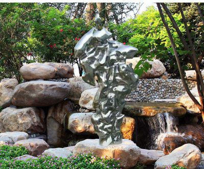 公园广场不锈钢镜面抽象太湖石雕塑