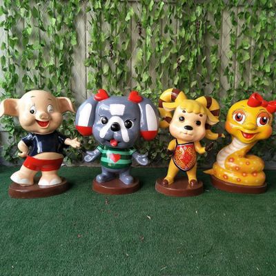 玻璃卡通动物公仔形象雕塑摆件