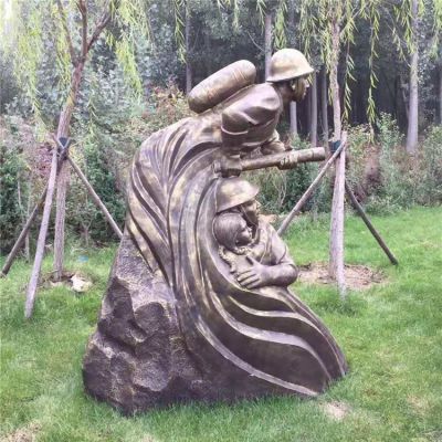 消防主题消防员救火雕塑