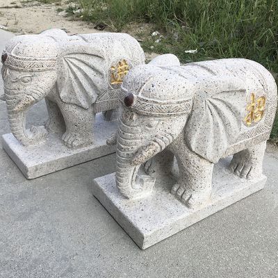 庭院别墅砂石石雕大象雕塑