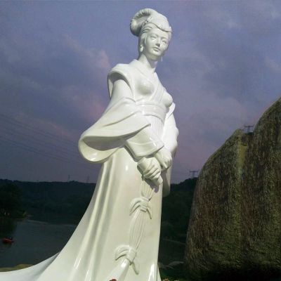景区历史名人古代著名美女浮雕西施汉白玉石雕像