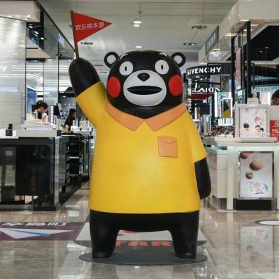 商场烤肉店迎宾玻璃钢卡通熊本熊雕塑