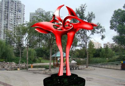 城市创意不锈钢抽象花朵雕塑