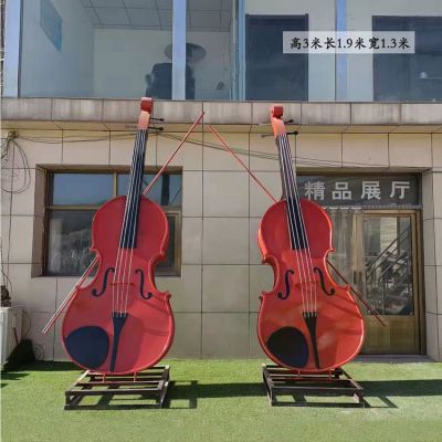 音乐观玻璃钢仿真乐器大型大提琴雕塑