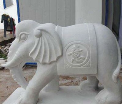 大象雕塑-汉白玉石雕酒店企业装饰品大象雕塑