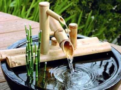 日式庭院流水竹子景观园林石雕摆件花盆雕塑