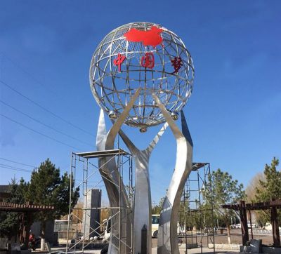 公园广场创意抽象中国梦地球仪雕塑