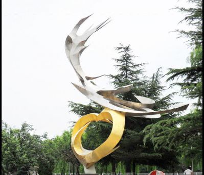 公园创意不锈钢抽象凤凰雕塑