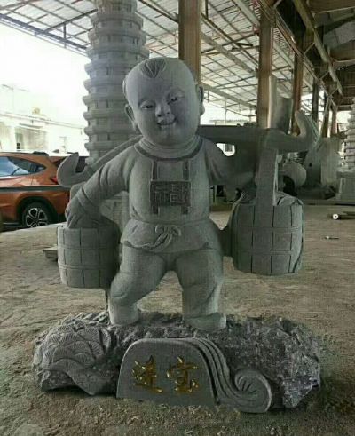 公园大理石招财进宝古代儿童雕塑