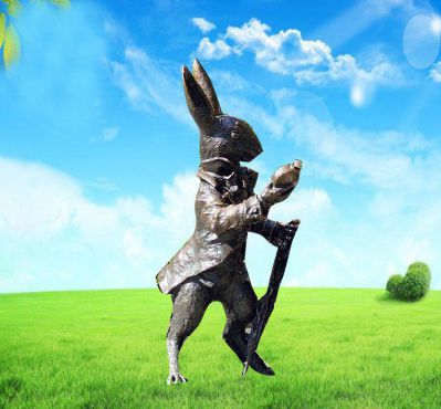 草坪装饰一只个性的玻璃钢兔子雕塑