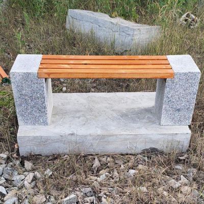 花岗岩+防腐木园林石雕长凳