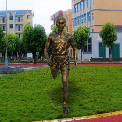 玻璃钢仿铜人物雕像 跑步 运动人物雕塑 校园摆件