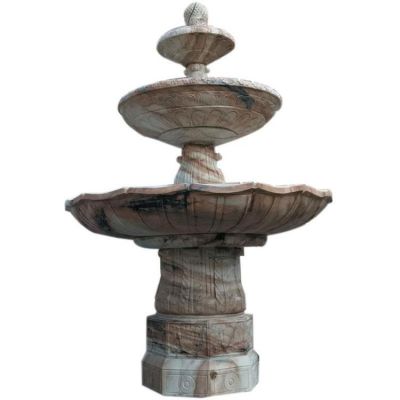 天然石材大理石雕刻三层流水喷泉别墅雕塑