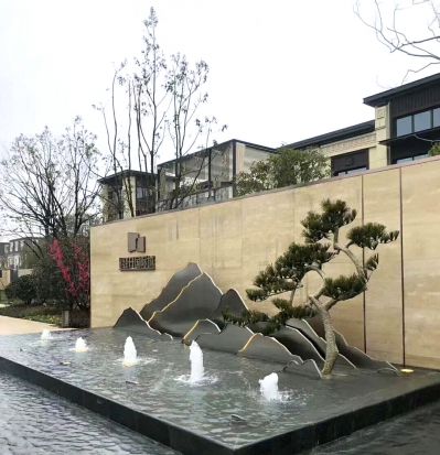 庭院水池景装饰抽象立体镂空铁艺山峰山峦造型雕塑