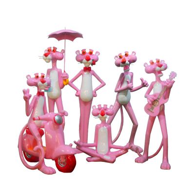 卧室可爱幽默创意树脂粉红豹雕塑
