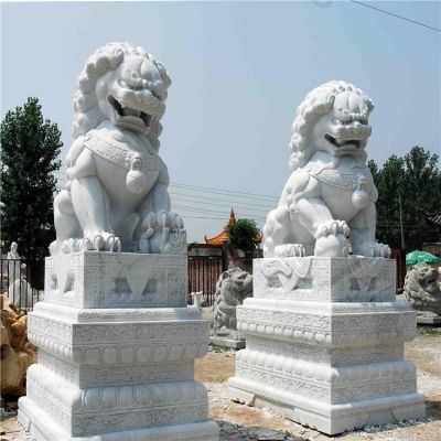 青石石雕工厂企业镇宅招财狮子雕塑