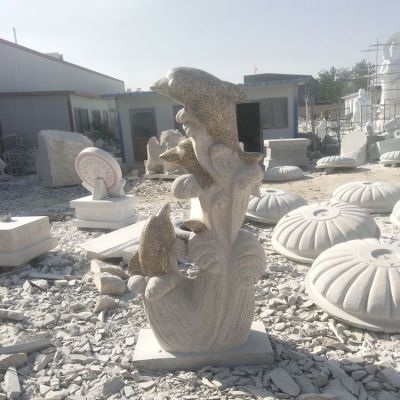 海洋馆广场摆放天然花岗岩雕刻海豚雕塑