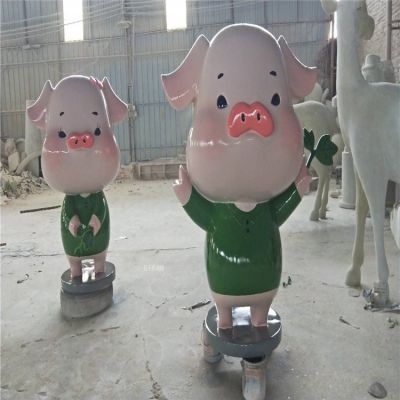 幼儿园玻璃钢卡通小猪雕塑