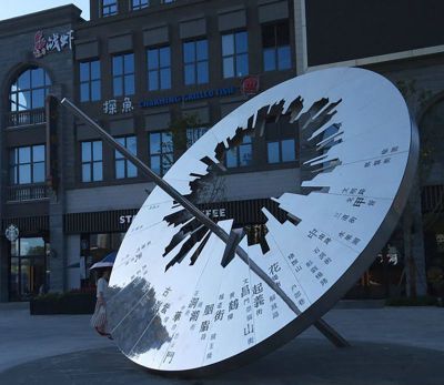 城市街道不锈钢抽象艺术日晷雕塑