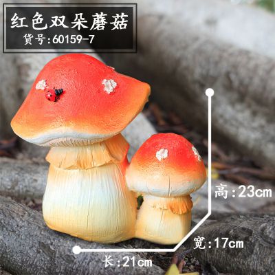 树脂可爱童趣胖胖的红色双朵蘑菇雕塑