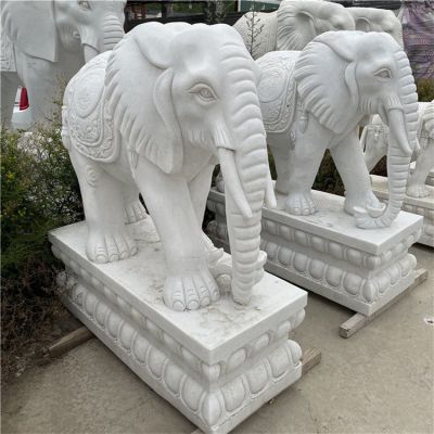 别墅庭院大理石石雕镇宅瑞兽大象雕塑