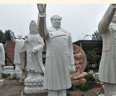 汉白玉挥手的广场伟人石雕毛泽东雕塑
