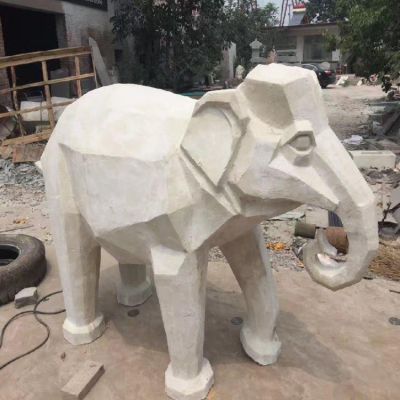大理石石雕户外园林景观大象雕塑